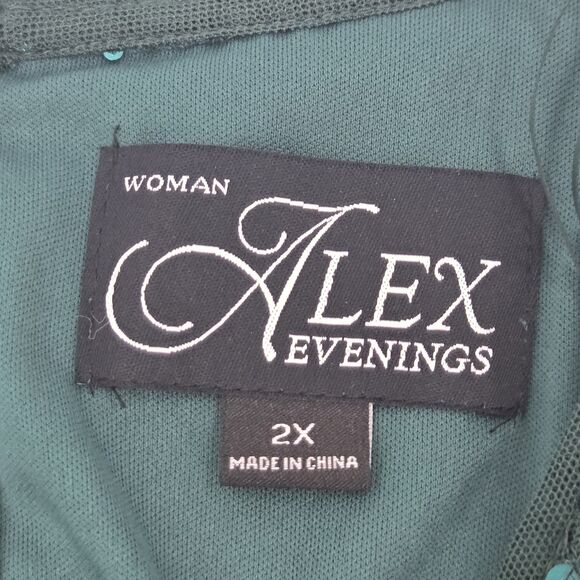 Alex Evenings Sequin Twinset Womens Size 2X Green Dance Party Glam Evening Wear - Picture 5 of 8